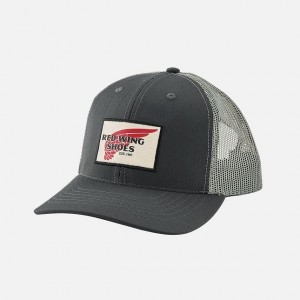 Red Wing Embroidered Logo Mesh Ball Cap in Charcoal Gray | LWFIDS-895
