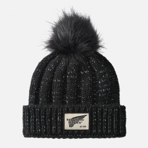 Red Wing Knit Pom Beanie Hat in Black | SIACJX-921